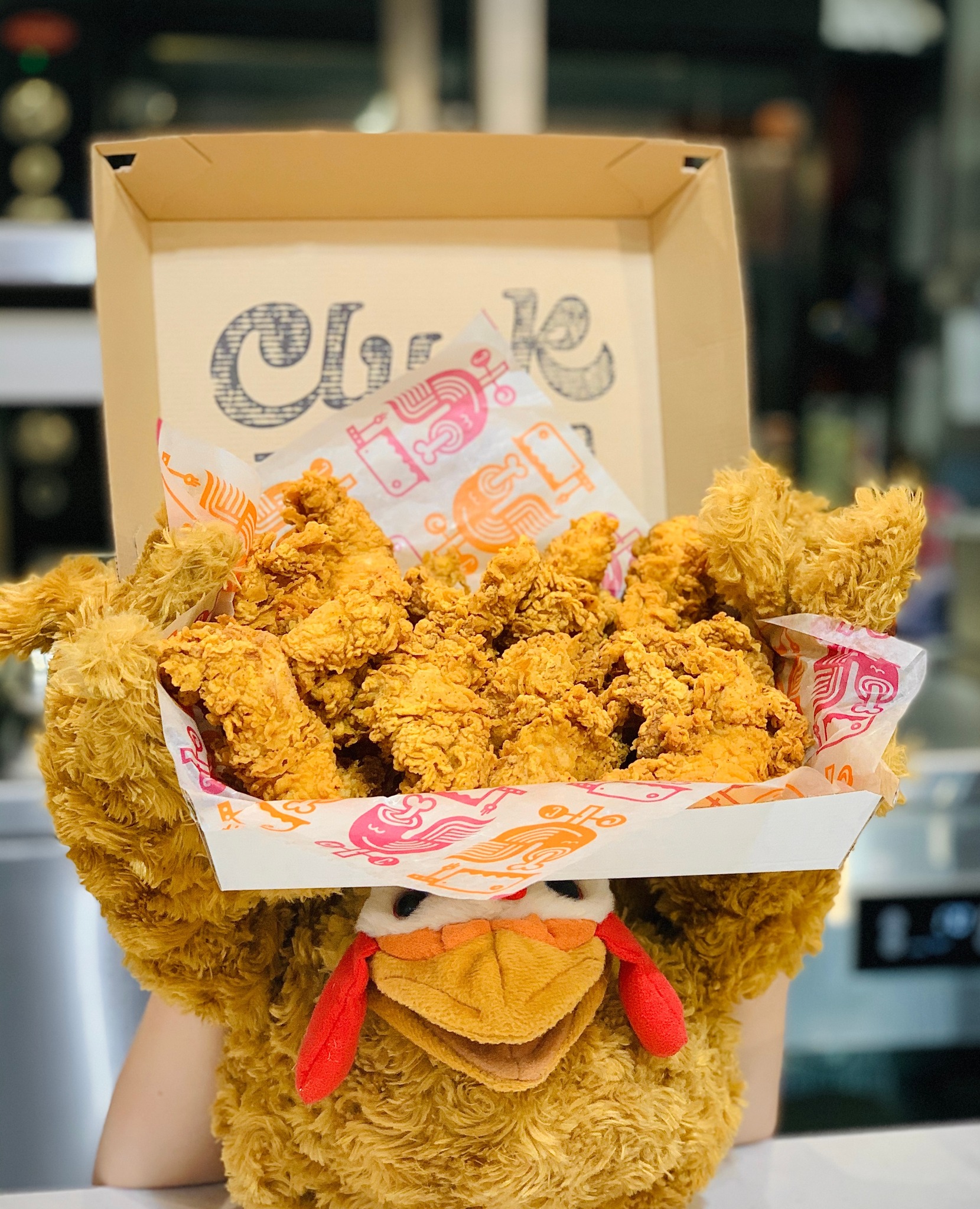 halal fried chicken tenderloins served by a stuffed chicken